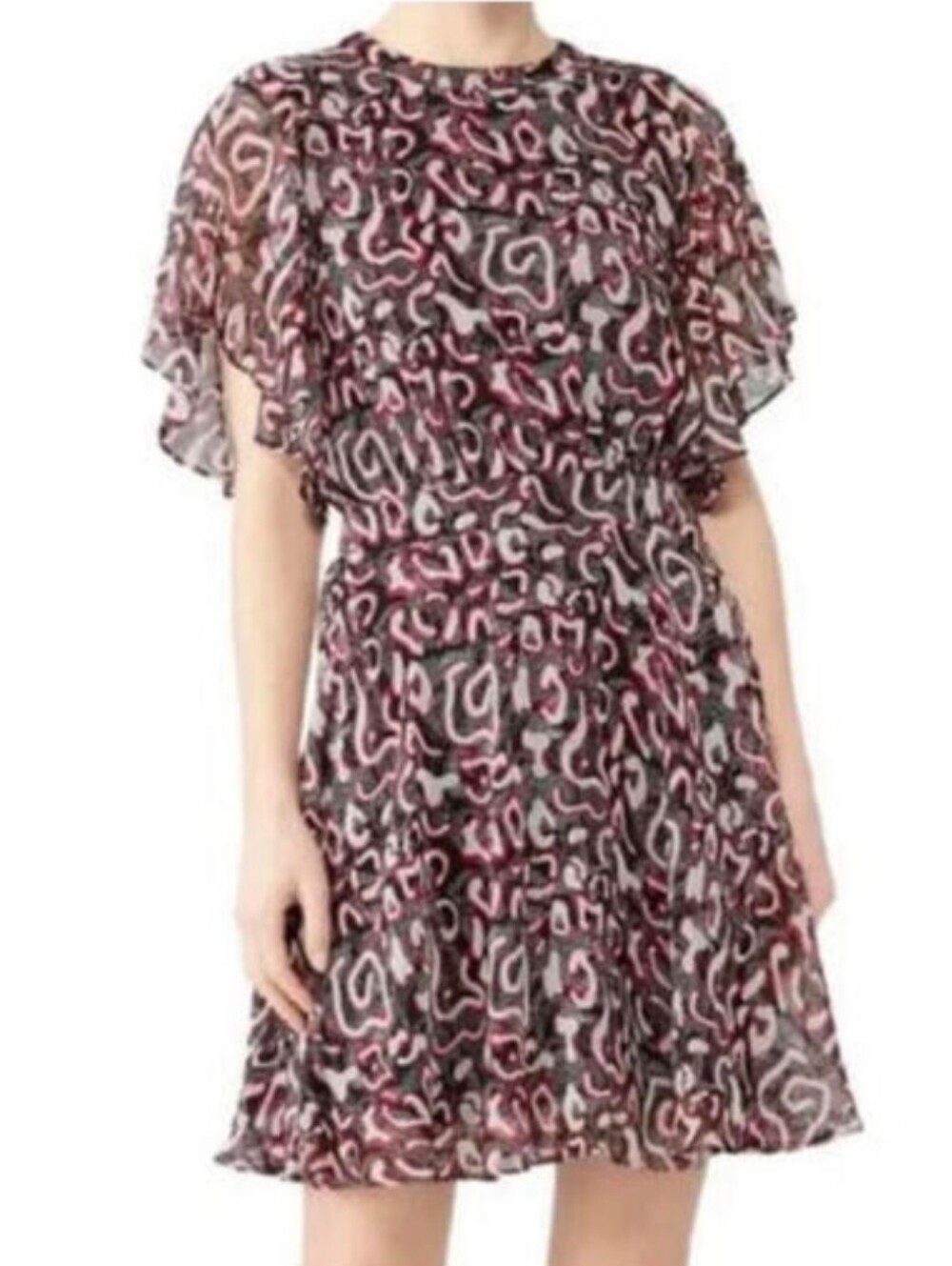 Rebecca minkoff red and black pattern short sleeve dress